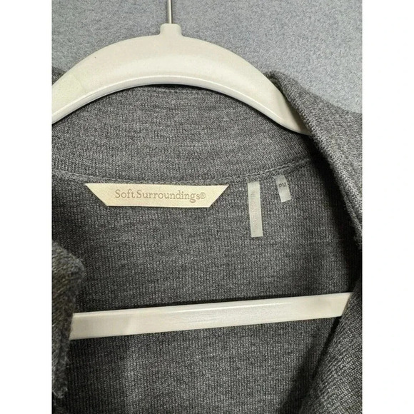 Soft Surroundings Tunic Top Women’s PM Gray Runway Wool Blend Knit Velvet Trim - Picture 4 of 10